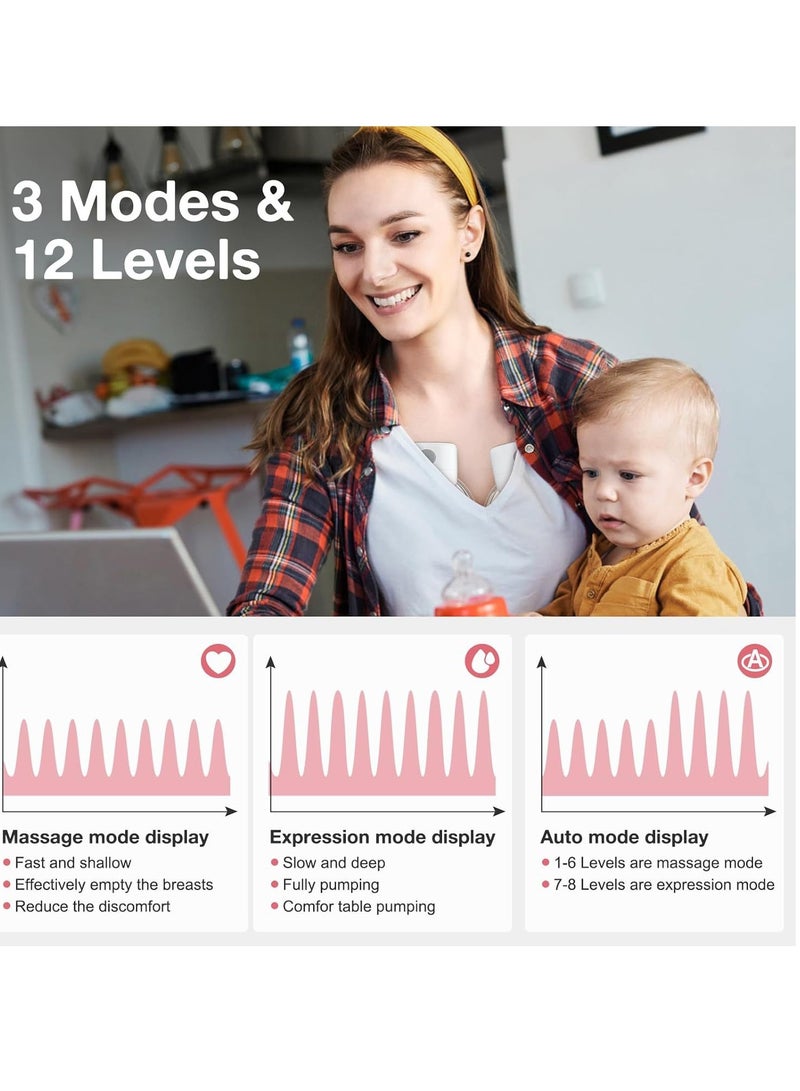 مضخة مزدوجة كهربائية S12A، محمولة، شاشة ذكية، 3 أوضاع، و12 مستوى - Image 2