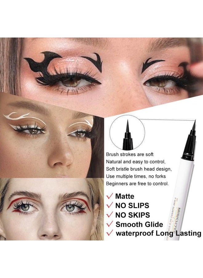 evpct 3Pcs White Red Black Matte Waterproof Colored Eyeliner Liquid Eye Liner Color Set Long Lasiting Colorful Liquid Eyeliner lapiz delineador de ojos contra el agua blanco para ojos de colores 1+3+9  - Image 3