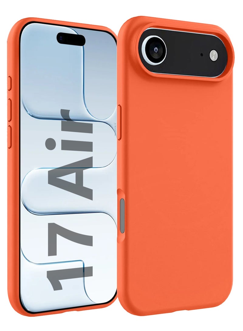 Silicone Protective Phone Case for iPhone 17 Air - Soft Anti-Scratch Microfiber Lining Ultra Slim Drop Protection Phone Cover - Cosmic Orange - Image 1