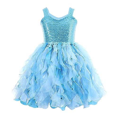 Suppromo Blue Tutu Dress for Girls Princess Birthday Party Kids Sparkly Sequin Tulle Fairy Dress for Toddler Girls Prom Sneaker Ball Gowns Dance Wedding Graduation Christmas Outfit 6T - Image 1