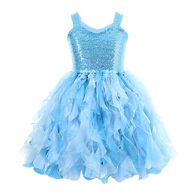 Suppromo Blue Tutu Dress for Girls Princess Birthday Party Kids Sparkly Sequin Tulle Fairy Dress for Toddler Girls Prom Sneaker Ball Gowns Dance Wedding Graduation Christmas Outfit 6T - Image 2