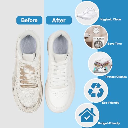 NMQHPA Shoe Washing Machine Bag Laundry Shoe Bag for Washer and Dryer 2pc Reusable Shoe Cleaning Bag for Sneaker Tennis Shoes Unstain Cleaner Kit Gray 2pcs - Image 3