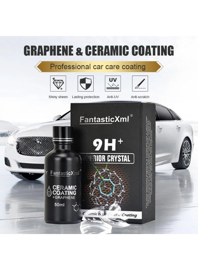 FANTASTIC XML FantasticXML 9H+ Superior Crystal Ceramic & Graphene Coating for Cars - 50ml Nano Liquid Glass Paint Protection Kit with Super Hydrophobic & High Gloss Finish - Image 2