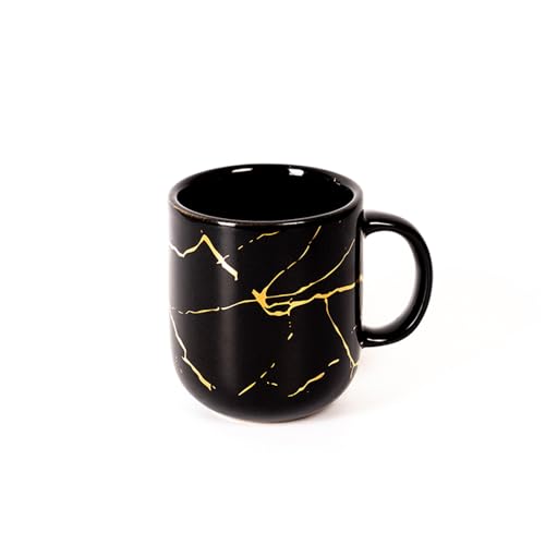 Femora 22k Liquid Gold Marble Design Ceramic Coffee Mug, Tea Cups, 180 ML, Pack of 6, Black - Image 2