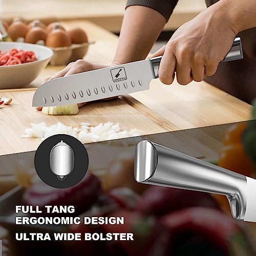 imarku Knife Set - 15PCS Kitchen Knife Set Japanese High Carbon Stainless Steel Knives Set for Kitchen, Dishwasher Safe Ultra Sharp Professional Chef Well Balance Knife Block Set, Black - Image 3
