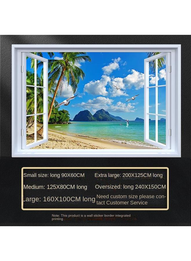 Bluejw Fake Window Self-adhesive 3D Wall Stickers Living Room Decorative Painting Bedroom Landscape Nature Waterproof Wall Stickers Wallpaper - Image 1