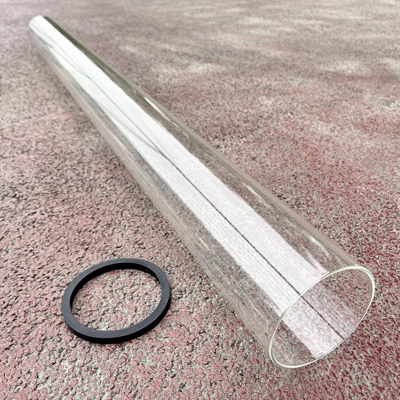 Unicoshape Patio Heater Replacement Parts - 49.5" Tall 4" Diameter - Quartz Glass Tube - Compatible with Four-Sided Pyramid Flame Outdoor Heater - with Neoprene Rubber Silicone Connecting Ring - Image 1