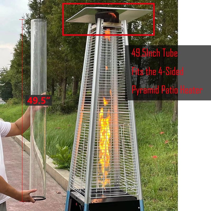 Unicoshape Patio Heater Replacement Parts - 49.5" Tall 4" Diameter - Quartz Glass Tube - Compatible with Four-Sided Pyramid Flame Outdoor Heater - with Neoprene Rubber Silicone Connecting Ring - Image 5