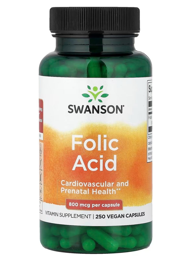 Swanson, Folic Acid, 800 mcg, 250 Vegan Capsules