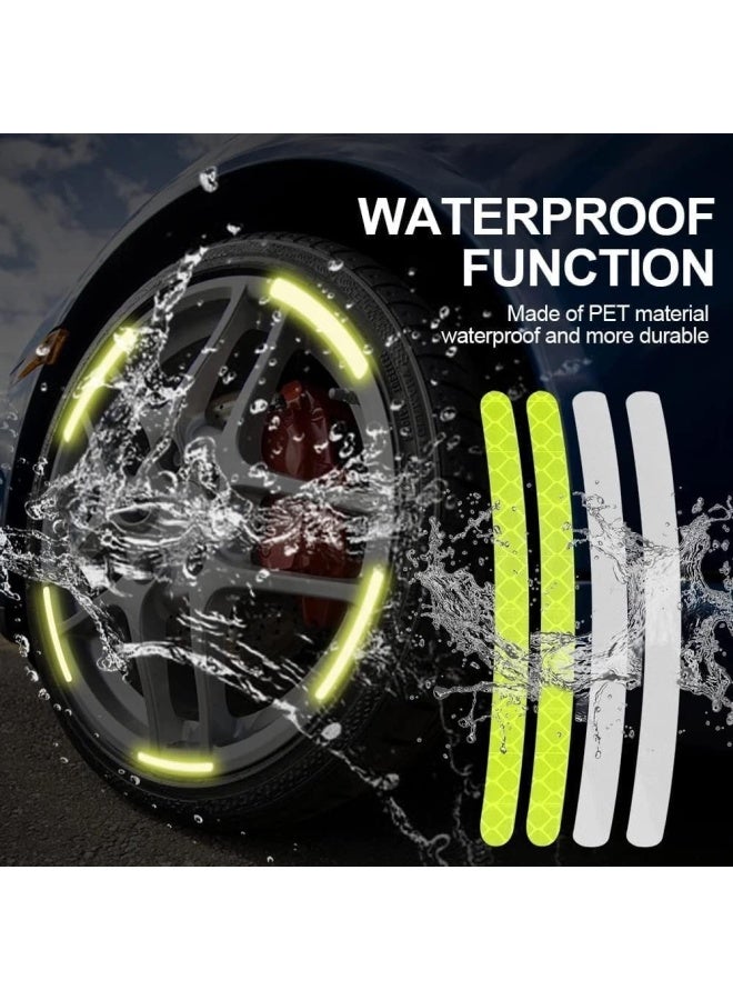 بريميفي 20 قطعة من ملصقات السيارات العاكسة، شريط حافة العجلة لعجلات الدراجات النارية والسيارات والدراجات الهوائية والدراجات الليلية عاكسة للضوء شريط زخرفي عالمي (أخضر) - Image 5