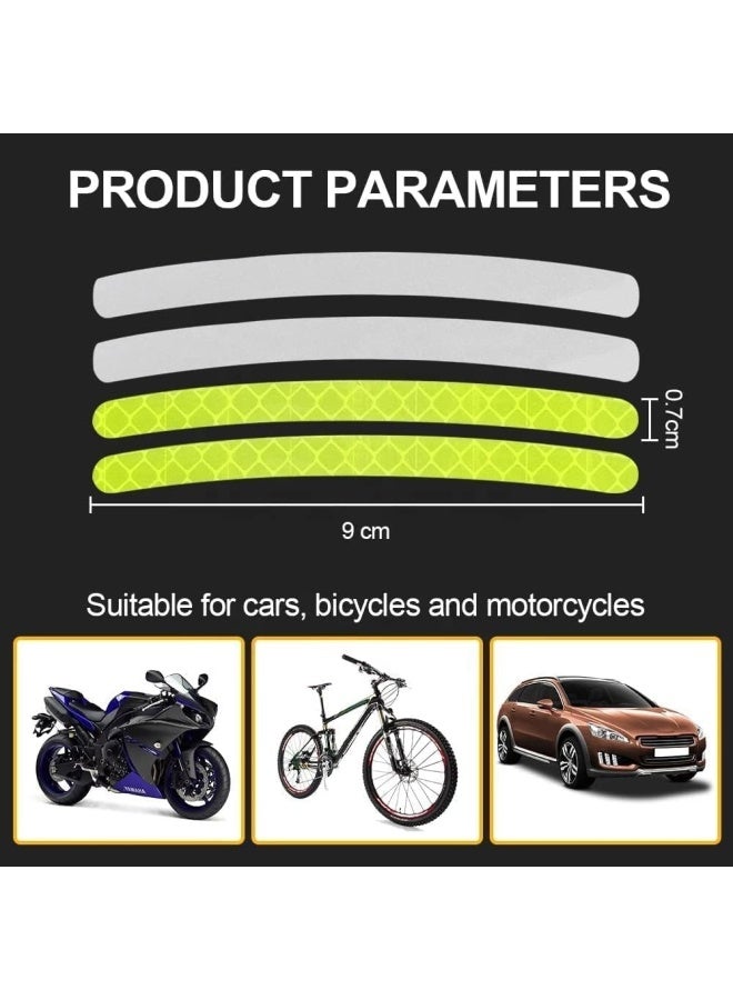 بريميفي 20 قطعة من ملصقات السيارات العاكسة، شريط حافة العجلة لعجلات الدراجات النارية والسيارات والدراجات الهوائية والدراجات الليلية عاكسة للضوء شريط زخرفي عالمي (أخضر) - Image 3