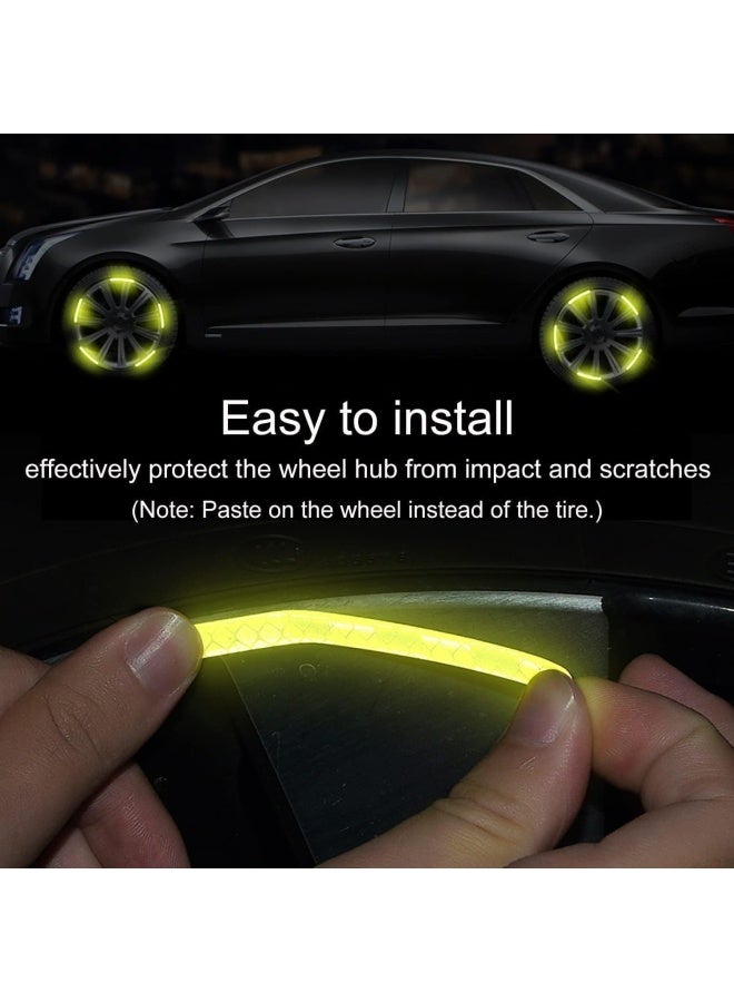 بريميفي 20 قطعة من ملصقات السيارات العاكسة، شريط حافة العجلة لعجلات الدراجات النارية والسيارات والدراجات الهوائية والدراجات الليلية عاكسة للضوء شريط زخرفي عالمي (أخضر) - Image 2