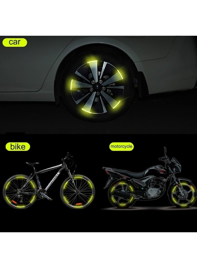 بريميفي 20 قطعة من ملصقات السيارات العاكسة، شريط حافة العجلة لعجلات الدراجات النارية والسيارات والدراجات الهوائية والدراجات الليلية عاكسة للضوء شريط زخرفي عالمي (أخضر) - Image 4