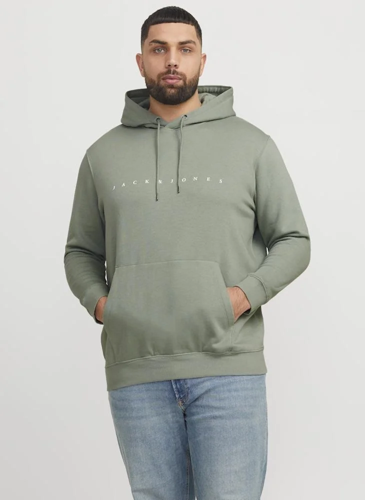 JACK & JONES Plus Size Graphic Print Pull Over Hoodie