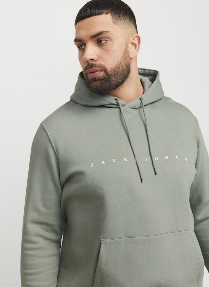 JACK & JONES - Plus Size Graphic Print Pull Over Hoodie - Image 1