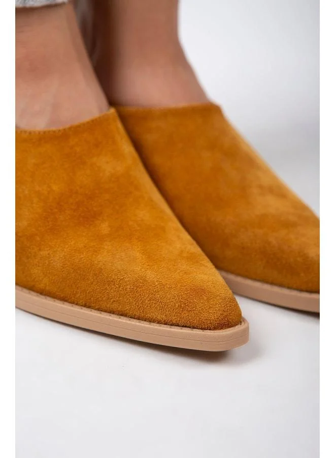 Manijero  Stella Women's Genuine Leather Western Mustard - Suede Slippers - Yellow for Women | Best Price UAE