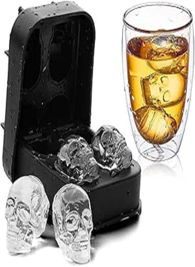 Spaceshoop Stellar Stores Silicone Skull Mold Ice Cubes Maker, Kitchen Tray for Ice Cream, Desserts, Chocolates, for Cocktails, Juice, Drinks, Beverages, for Halloween, Birthday, Parties, and Holiday Gifts