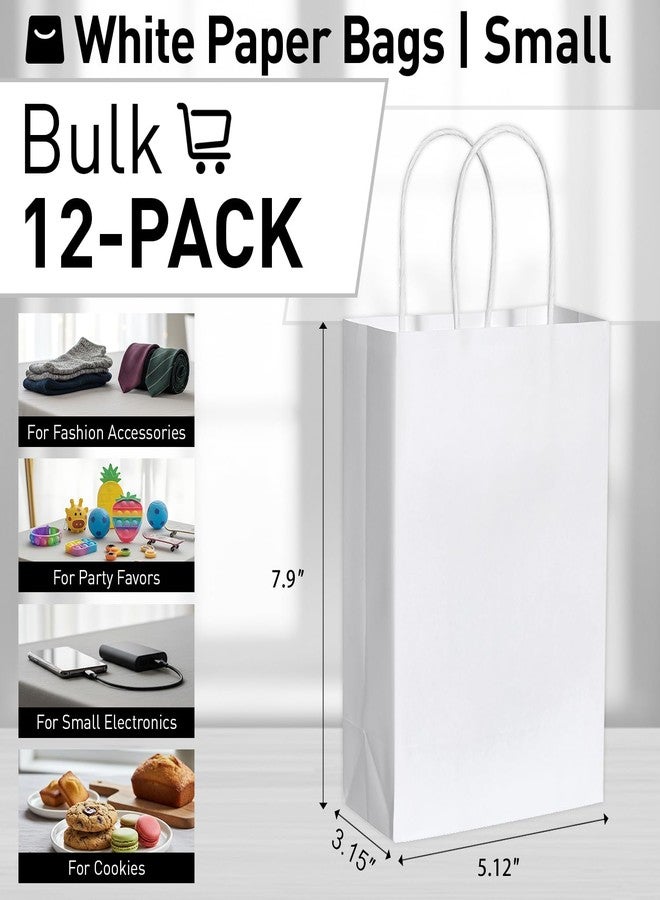 SUNCOLOR 12-Pack Small White Gift Bags with Handles - 8" Paper Goodie Bags for Party Favors, Weddings, Baby Showers, Birthdays & Retail Packaging - Image 3