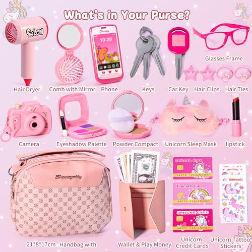 WESAYEE Little Girl Purse with Pretend Makeup for Toddler 35Princess Pretend Play Toys for Ages 57Kids Fake Makeup Sets Includes Toddler Purse Phone CameraBaby Girl Birthday Gift 46 68 - Image 5