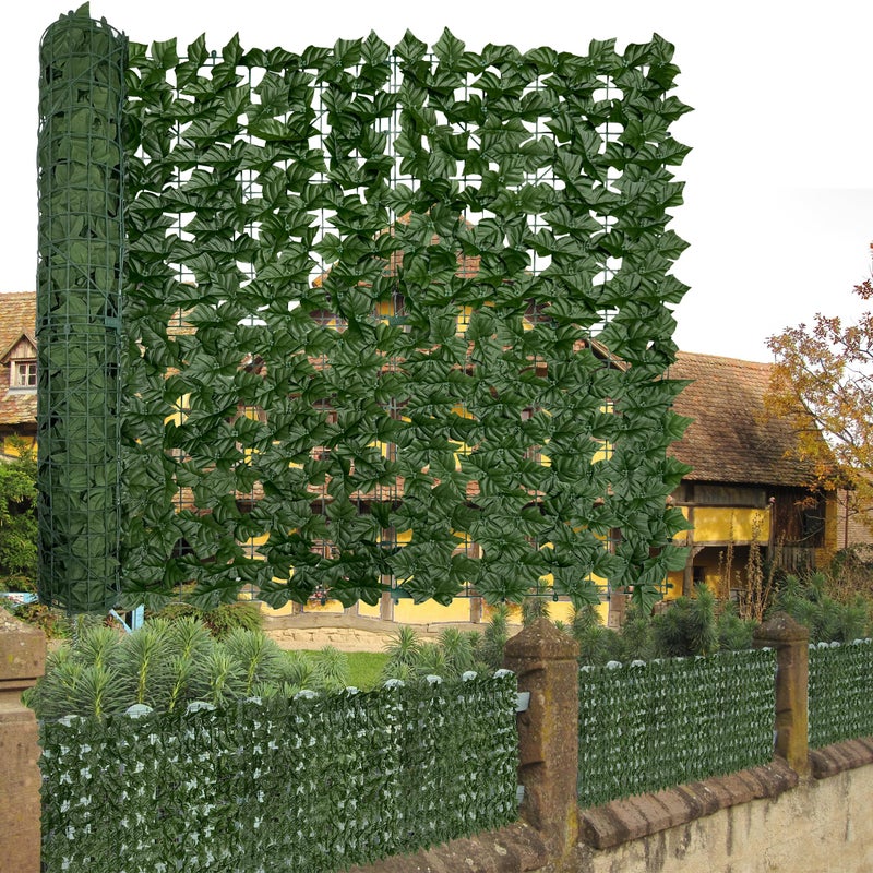 DOPGIB Artificial Ivy Privacy Fence Screen: 40"x 140"(39.2 SQFT) UV-Anti Faux Hedge Fence and Fake Ivy Vine Leaf Wall Panels for Indoor&Outdoor Green Backdrop, Garden Greenery Decor - Image 1