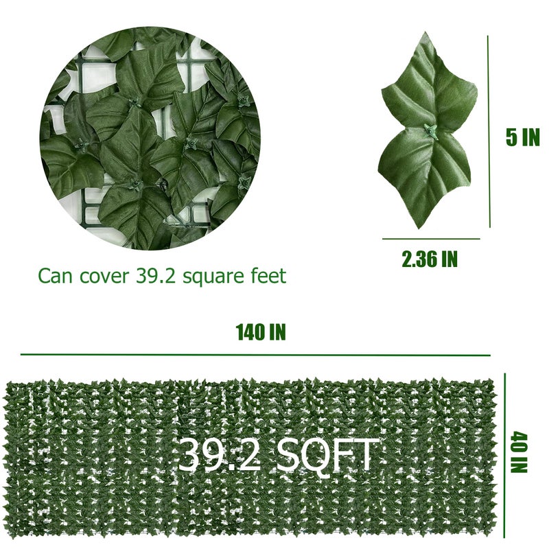 DOPGIB Artificial Ivy Privacy Fence Screen: 40"x 140"(39.2 SQFT) UV-Anti Faux Hedge Fence and Fake Ivy Vine Leaf Wall Panels for Indoor&Outdoor Green Backdrop, Garden Greenery Decor - Image 2