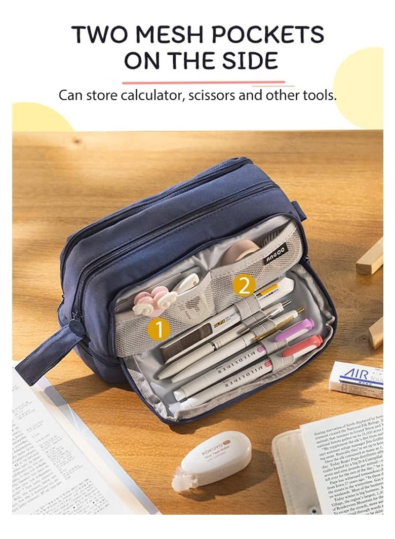 Big Capacity Pencil Holders Canvas High Large Storage Pouch Marker Pen Case Simple Stationery Bag School College Office Organizer for Teens Girls Adults Student - Image 5