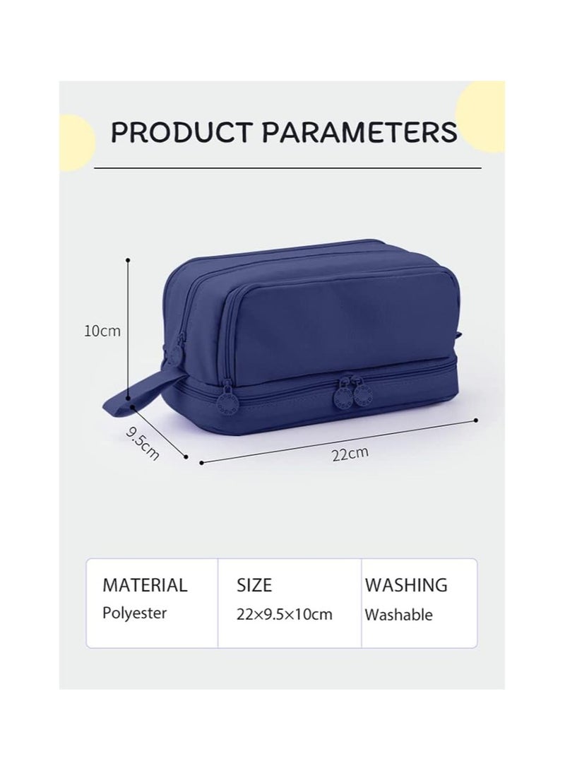 Big Capacity Pencil Holders Canvas High Large Storage Pouch Marker Pen Case Simple Stationery Bag School College Office Organizer for Teens Girls Adults Student - Image 2