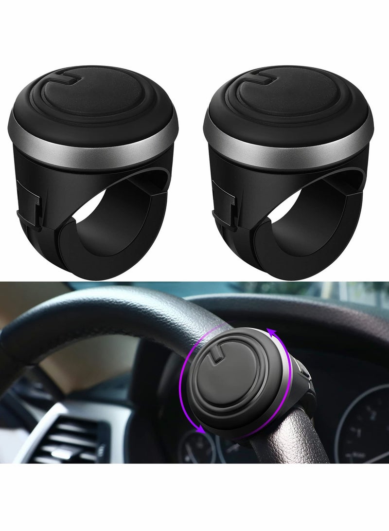 Steering Wheel Knob Spinners, 360 Degrees Rotation Spinner for with Silicone Surface and Metal Bearings Driving Turning Cars Trucks (2 Pack Black ) - Image 1
