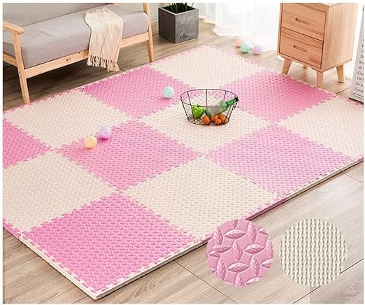 SIGNATRON Puzzle Flooring || Kids Interlocking Play mat || Shop Floor Mat || Kitchen Floor Mat || Pet Mat ||12 MM Thick (4 Tiles - 16 Square Feet, Pink - White) - Image 4