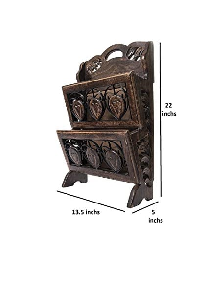 Handyytwwisst Handyytwwisst Wall Mounted Wooden 2 Tier MagazineLetter Newspaper RackHolder for Home and Office  - Image 2