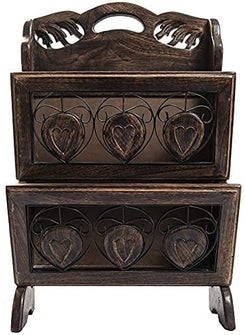 Handyytwwisst Handyytwwisst Wall Mounted Wooden 2 Tier MagazineLetter Newspaper RackHolder for Home and Office  - Image 4