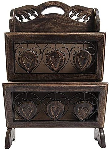 Handyytwwisst Handyytwwisst Wall Mounted Wooden 2 Tier MagazineLetter Newspaper RackHolder for Home and Office  - Image 4