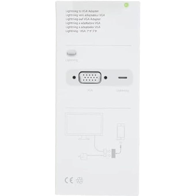 rayihni ماك وورلد® محول لايتنينغ إلى VGA، متوافق مع آيفون وآيباد، محول أصلي (أبيض) - Image 2