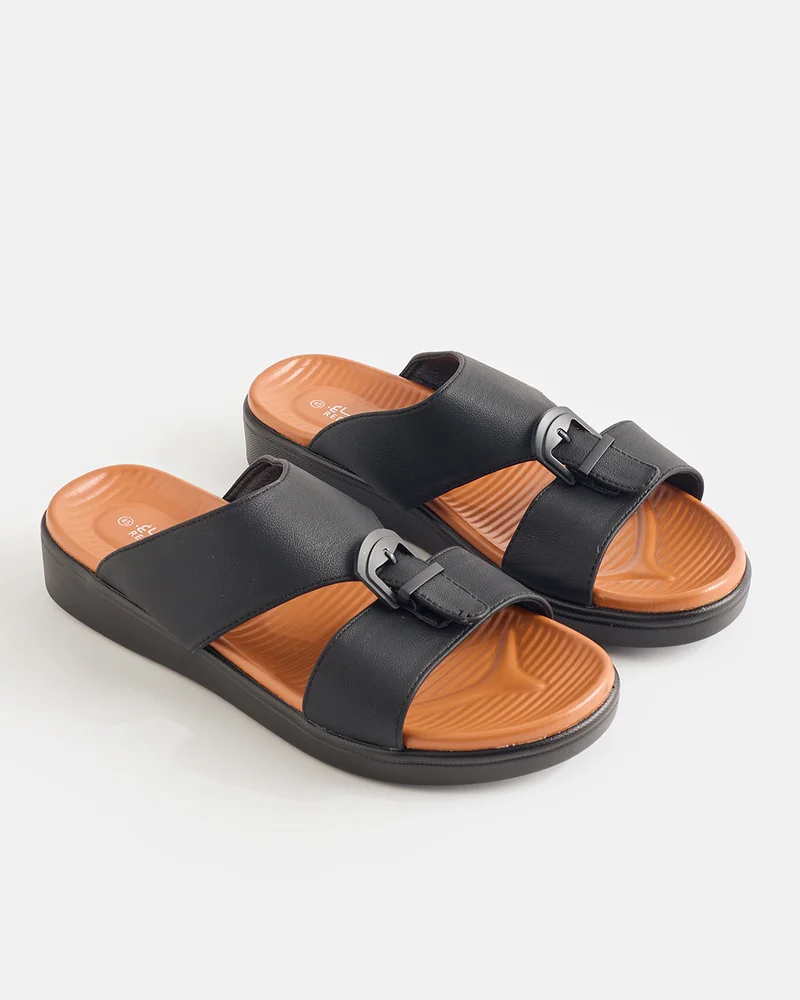 Redtag Men Black And Beige Platform Traditional Sandals