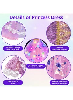 FRIEET FRIEET Princess Dress for Girls, Light-up Princess Dress up for Girls Age 3-8 Years Old, Costume for Little Girls for Halloween Brithday Party (S)  - Image 2