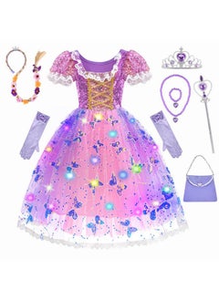 FRIEET FRIEET Princess Dress for Girls, Light-up Princess Dress up for Girls Age 3-8 Years Old, Costume for Little Girls for Halloween Brithday Party (S)  - Image 1