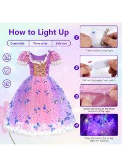 FRIEET FRIEET Princess Dress for Girls, Light-up Princess Dress up for Girls Age 3-8 Years Old, Costume for Little Girls for Halloween Brithday Party (S)  - Image 3