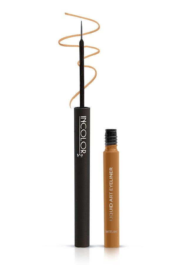 INCOLOR Stroke Maker Eyeliner, Intense Matte Finish | Quick Drying | 24HR Long Lasting | Fine Tip For Precise Smooth Application | Waterproof | Smudgeproof (Bronze) - Image 1