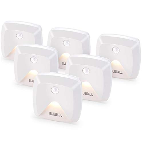 innofox 6-Pack Stick-on Motion Sensor Lights, Warm White LED Night Light, Stick-Anywhere Stair Lights, Closet Light, Battery Operated Wall Light for Kitchen, Hallway, Bedroom, Bathroom, Stairs - Image 1