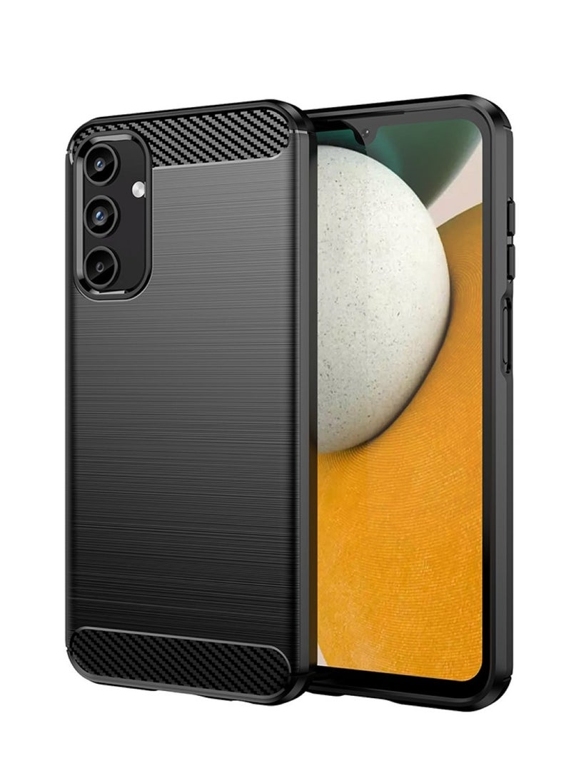 Samsung Galaxy A15 - Rugged Shield Protective Cover, Brushed Carbon Fiber Texture, Shockproof TPU, Anti-Slip, Elegant Thin, and Shock-Absorbing - Black - Image 1