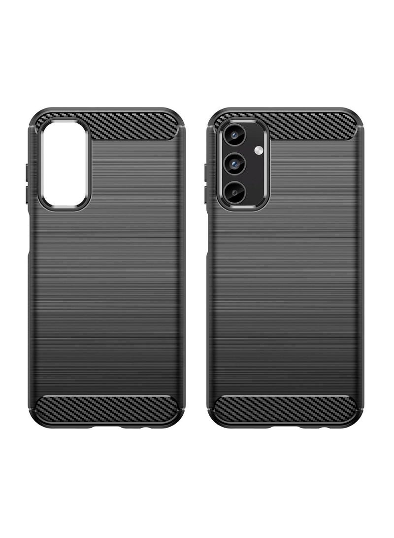 Samsung Galaxy A15 - Rugged Shield Protective Cover, Brushed Carbon Fiber Texture, Shockproof TPU, Anti-Slip, Elegant Thin, and Shock-Absorbing - Black - Image 3