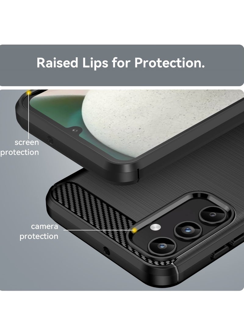 Samsung Galaxy A15 - Rugged Shield Protective Cover, Brushed Carbon Fiber Texture, Shockproof TPU, Anti-Slip, Elegant Thin, and Shock-Absorbing - Black - Image 4