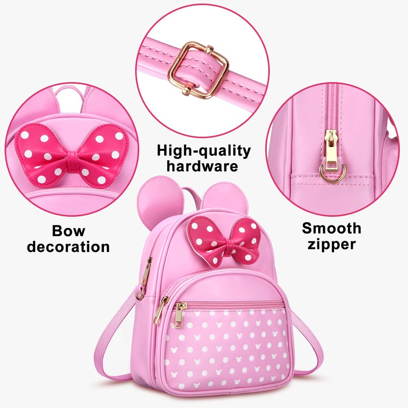 Dksyee Cute Little Girls Backpacks Mini Mouse Backpack Kids Backpack Small Backpack Purses Pink Leather Toddler Backpack Best Travel Bag Crossbody Purse Baby Backpack Preschool Backpack - Image 4