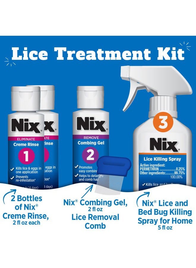 NIX Complete Lice Treatment Kit, Lice Treatment for Hair, Lice Spray for Home, Lice Comb - Image 2