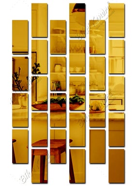Bikri Kendra Bikri Kendra 30 Rectangle Golden Mirror Stickers for Wall Wall Mirror Stickers 3D Acrylic Stickers Wall Stickers for Hall Room Bed Room Kitchen Living Room Kids Room 