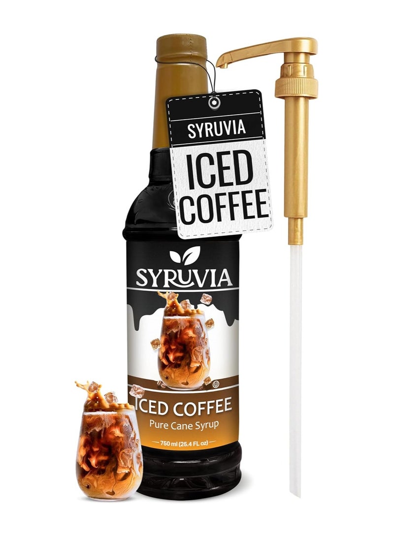 Syruvia Syruvia Iced Coffee Syrup - 750ml Premium Coffee Flavoring Syrup - Kosher Coffee Syrups, Gluten Free, No Coloring, Perfect for Drinks, Soda, Shakes, Desserts and More With Pump  - Image 1