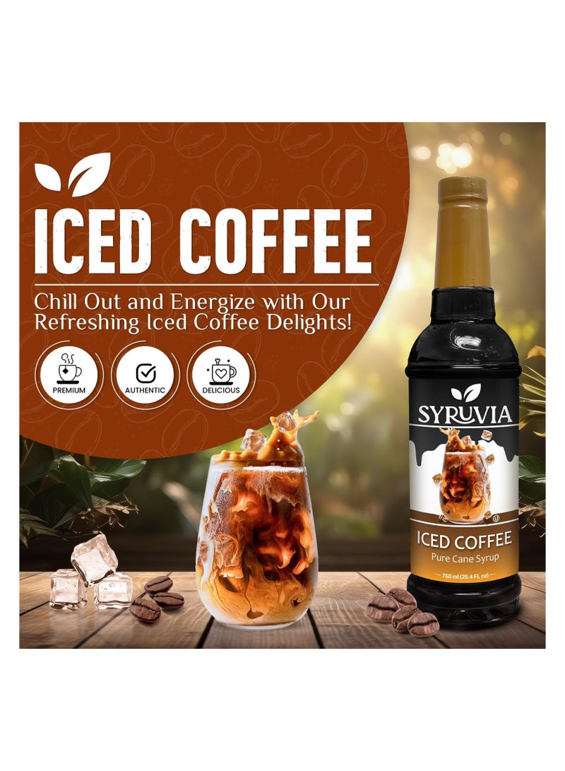 Syruvia Syruvia Iced Coffee Syrup - 750ml Premium Coffee Flavoring Syrup - Kosher Coffee Syrups, Gluten Free, No Coloring, Perfect for Drinks, Soda, Shakes, Desserts and More With Pump  - Image 3