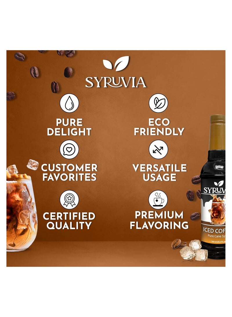 Syruvia Syruvia Iced Coffee Syrup - 750ml Premium Coffee Flavoring Syrup - Kosher Coffee Syrups, Gluten Free, No Coloring, Perfect for Drinks, Soda, Shakes, Desserts and More With Pump  - Image 5