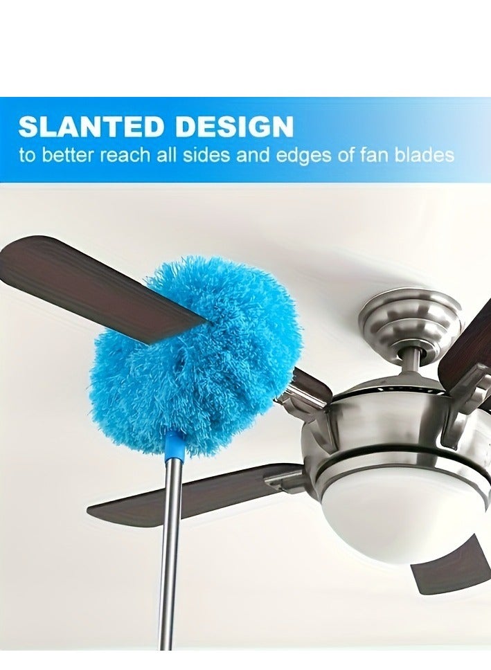 Microfiber duster extension pole (30 to 80cm) washable, feather duster suitable for cleaning roofs, ceiling fans, blinds, spider webs  - Image 1