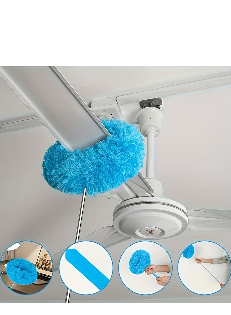 Microfiber duster extension pole (30 to 80cm) washable, feather duster suitable for cleaning roofs, ceiling fans, blinds, spider webs  - Image 2